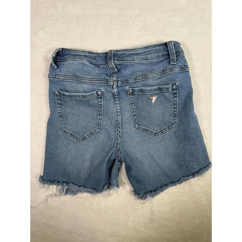 Guess‎ Distressed Denim Cutoff Shorts Women’s Size 27 Blue Frayed Hem - Picture 7 of 9